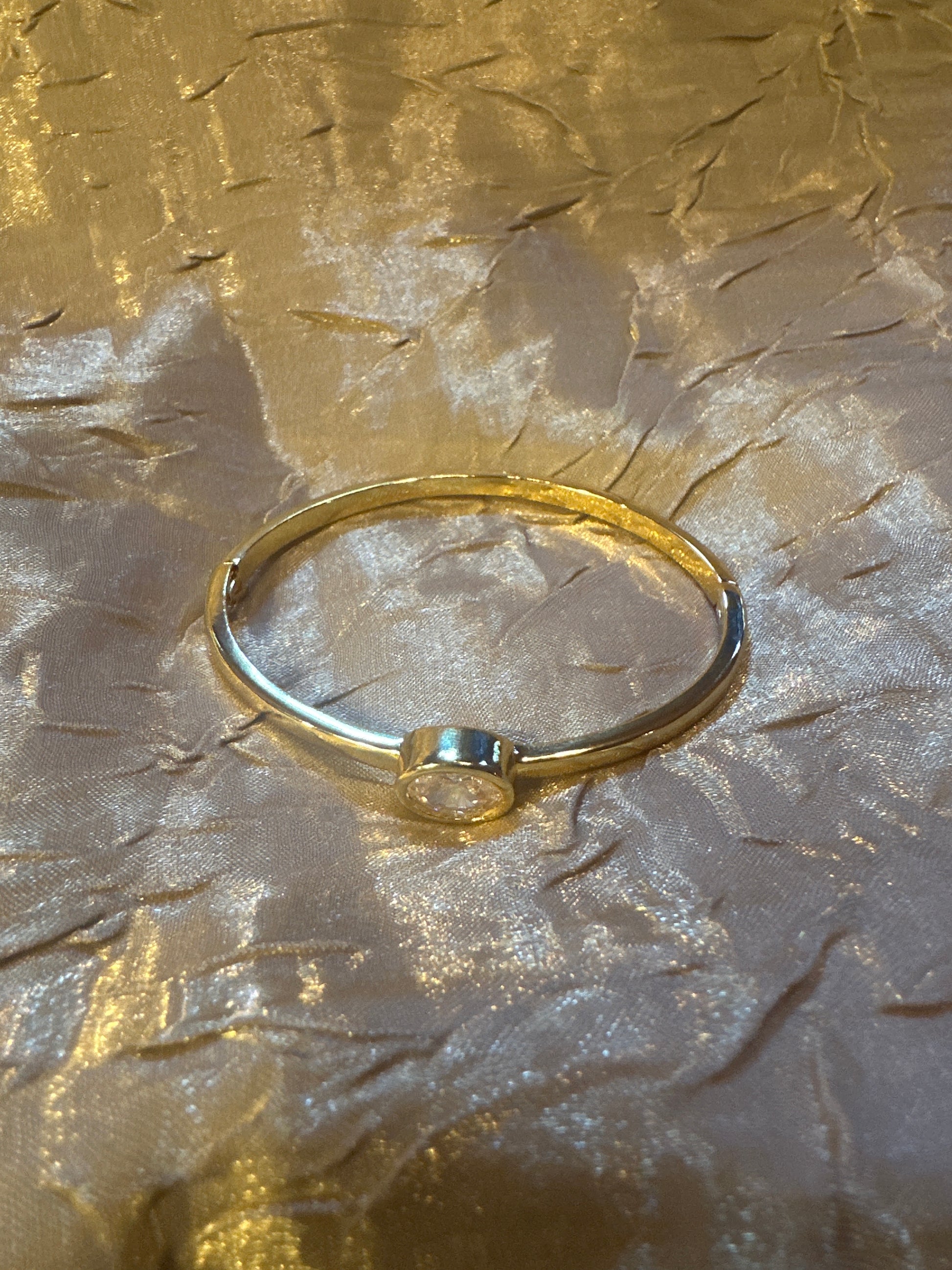 Gold Bangle with CZ Stone Bracelet