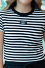 Girlie Girl Originals - LM-STRIPE BABY DOLL TOP SS-BLACK