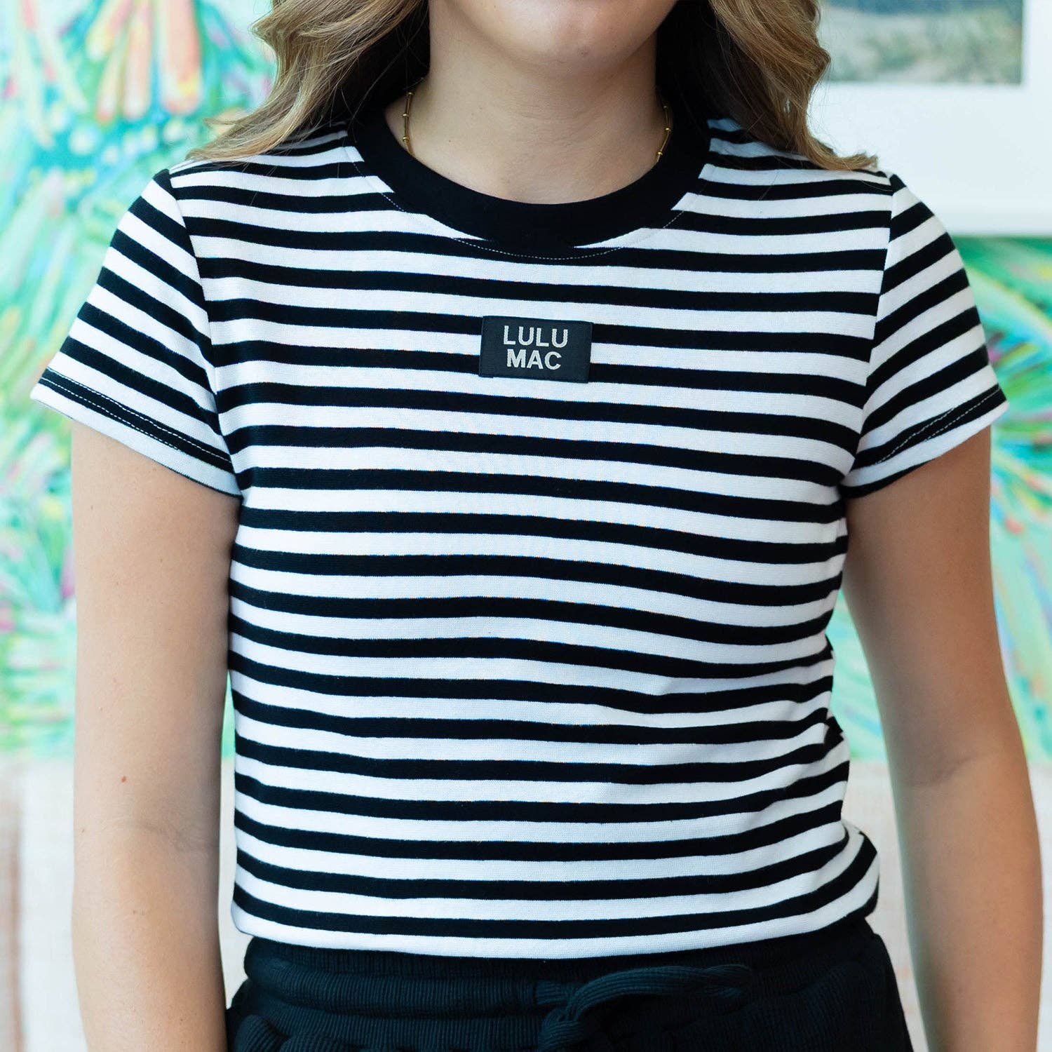 Girlie Girl Originals - LM-STRIPE BABY DOLL TOP SS-BLACK
