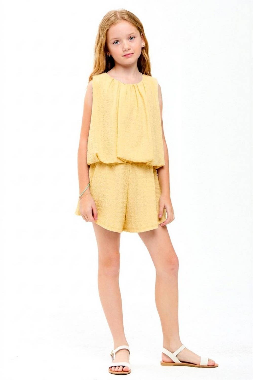 Good Girl - Curly Wrinkled Sleeveless Bubble Top
