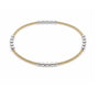 Two-toned gold and silver beaded bracelet on a white background
