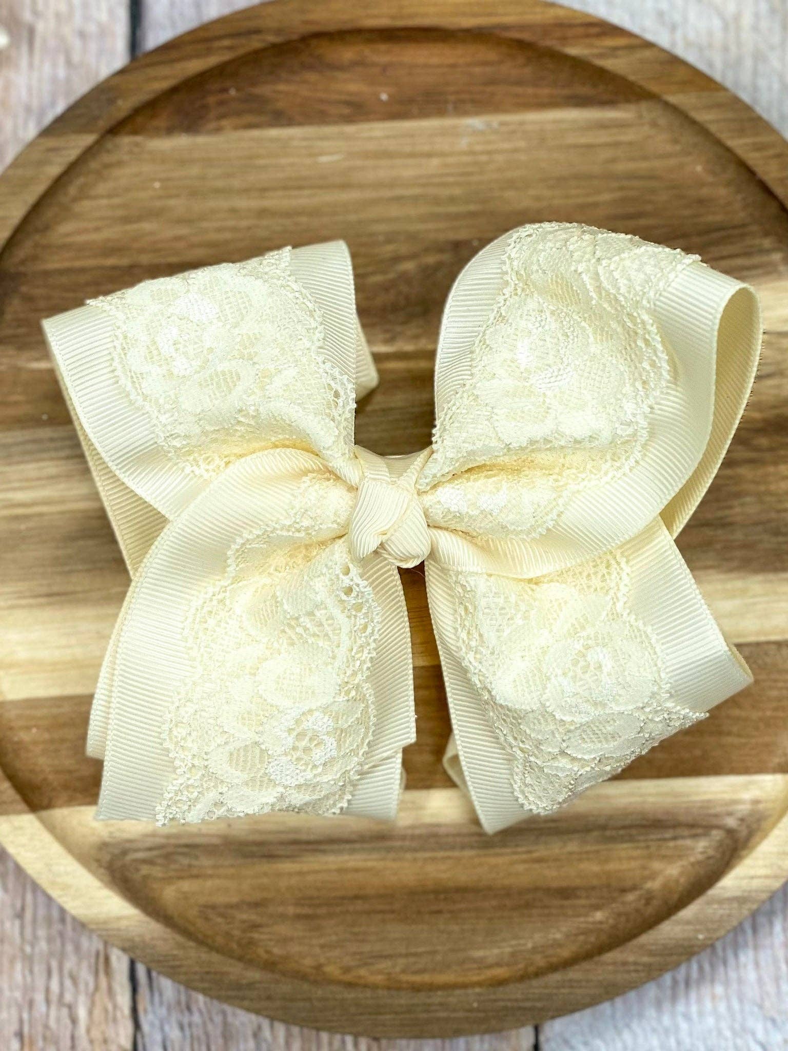 The Hair Bow Company - 4.5" Chantilly Lace Classic Hair Bow | Clip or Headband