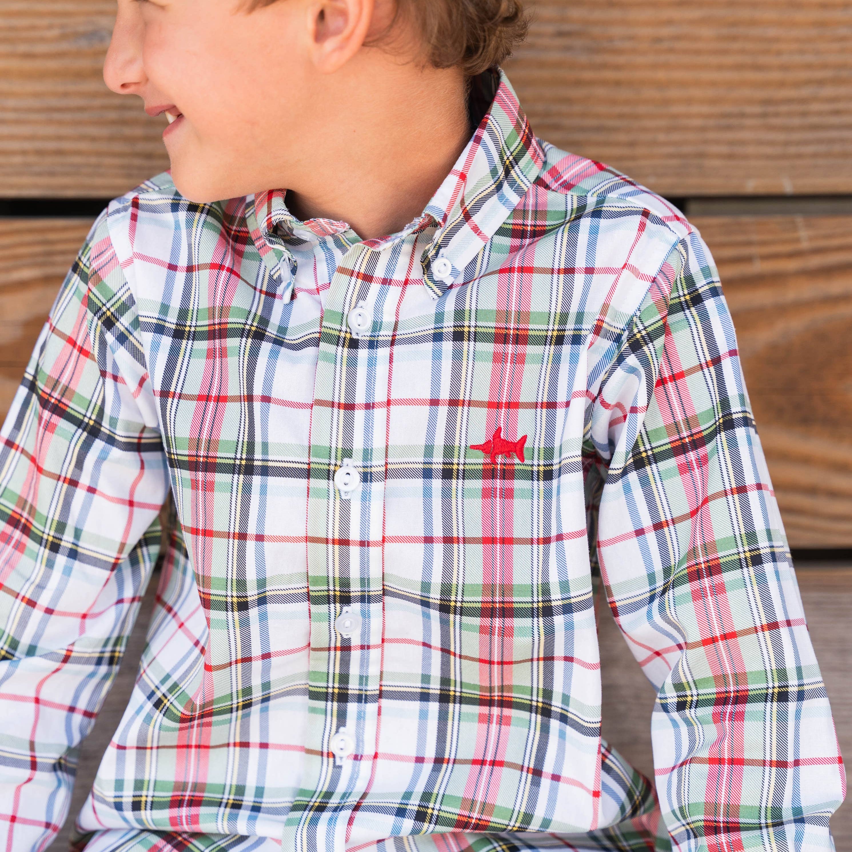 Saltwater Boys Company - Carter Oxford Boys Shirt Creme Plaid 