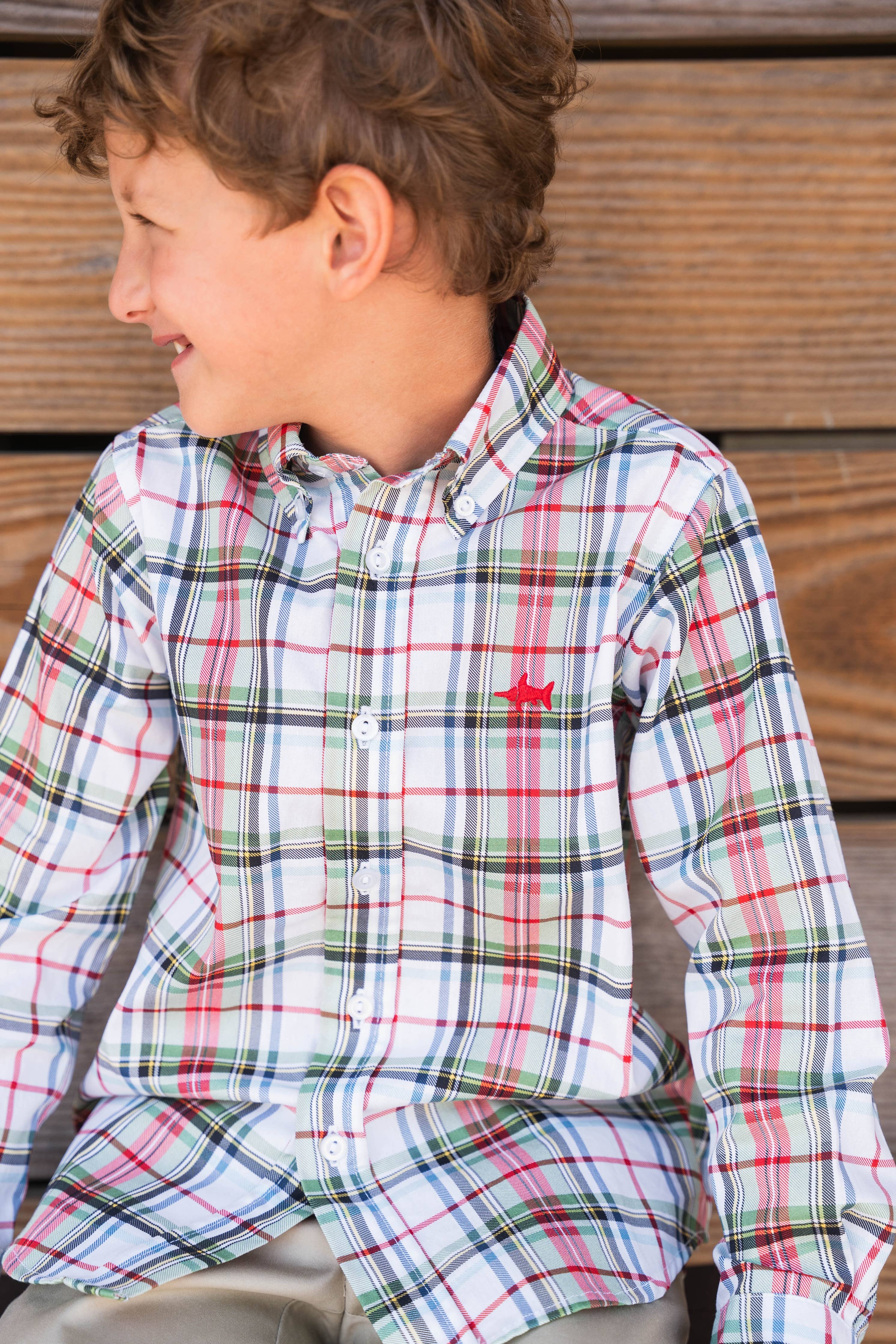 Saltwater Boys Company - Carter Oxford Boys Shirt Creme Plaid 