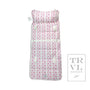 Fabric nap mat with pink dog pattern on a white background
