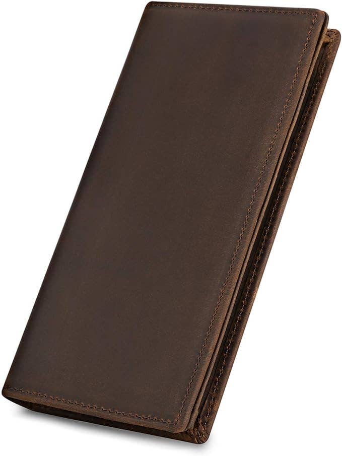 American Leather Goods - Genuine Leather Bifold Wallet Long Wallets for Men Women