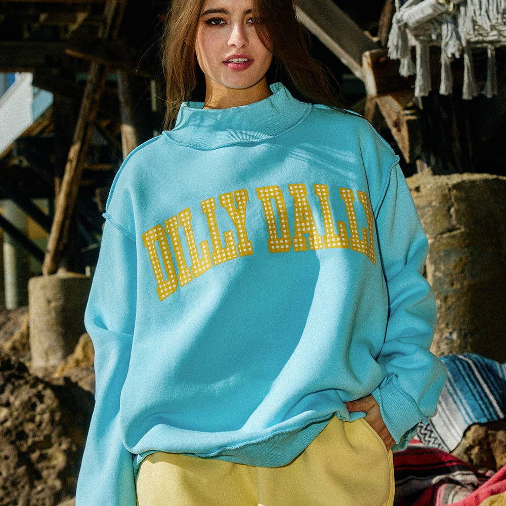 BUCKETLIST INC - DILLYDALLY  Reversible Mockneck Sweatshirt