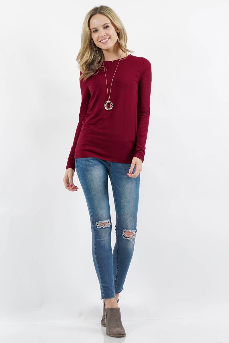 42POPS - `Microfiber Long Sleeve Tee Zenana