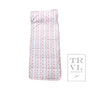 Fabric nap mat with pink dog pattern on a white background
