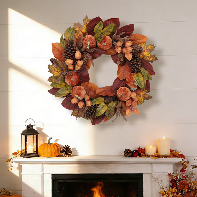 2-ft Harvest Pumpkin Artificial Wreath
