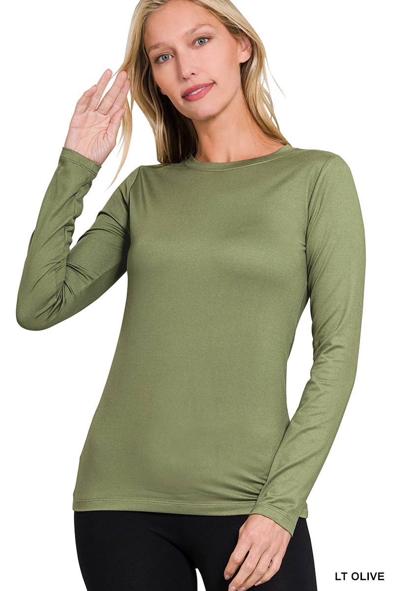 42POPS - `Microfiber Long Sleeve Tee Zenana