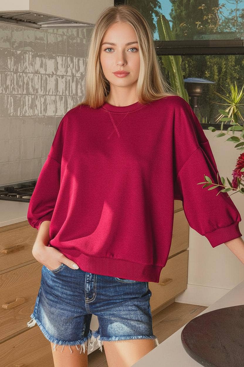 42POPS - `Scuba Dolman Sleeve Pullover SI-29323 Zenana