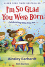 Book cover of 'I'm So Glad You Were Born' with children playing instruments and confetti.