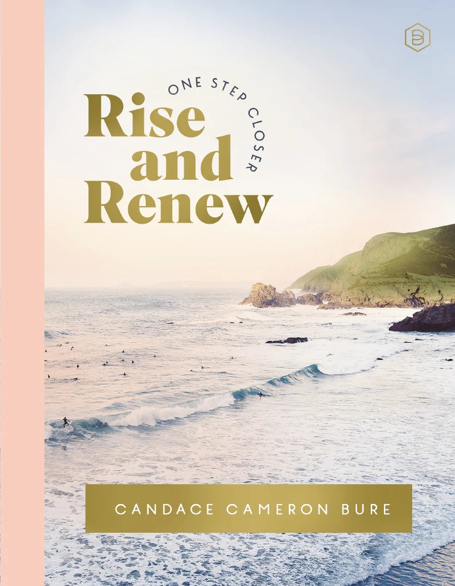 Book cover of 'Rise and Renew' by Candace Cameron Bure with a scenic ocean view.
