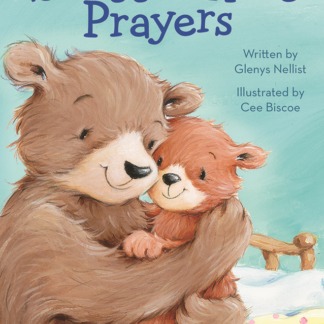 Book cover of 'Snuggle Time Prayers' with two bears hugging, written by Glensy Nellist and illustrated by Cee Biscoe.