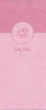 Pink Bible cover with circular design and lamb illustration on a pink background