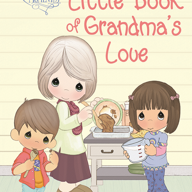 Book cover of 'Little Book of Grandma's Love' featuring illustrations of a grandmother and two grandchildren.