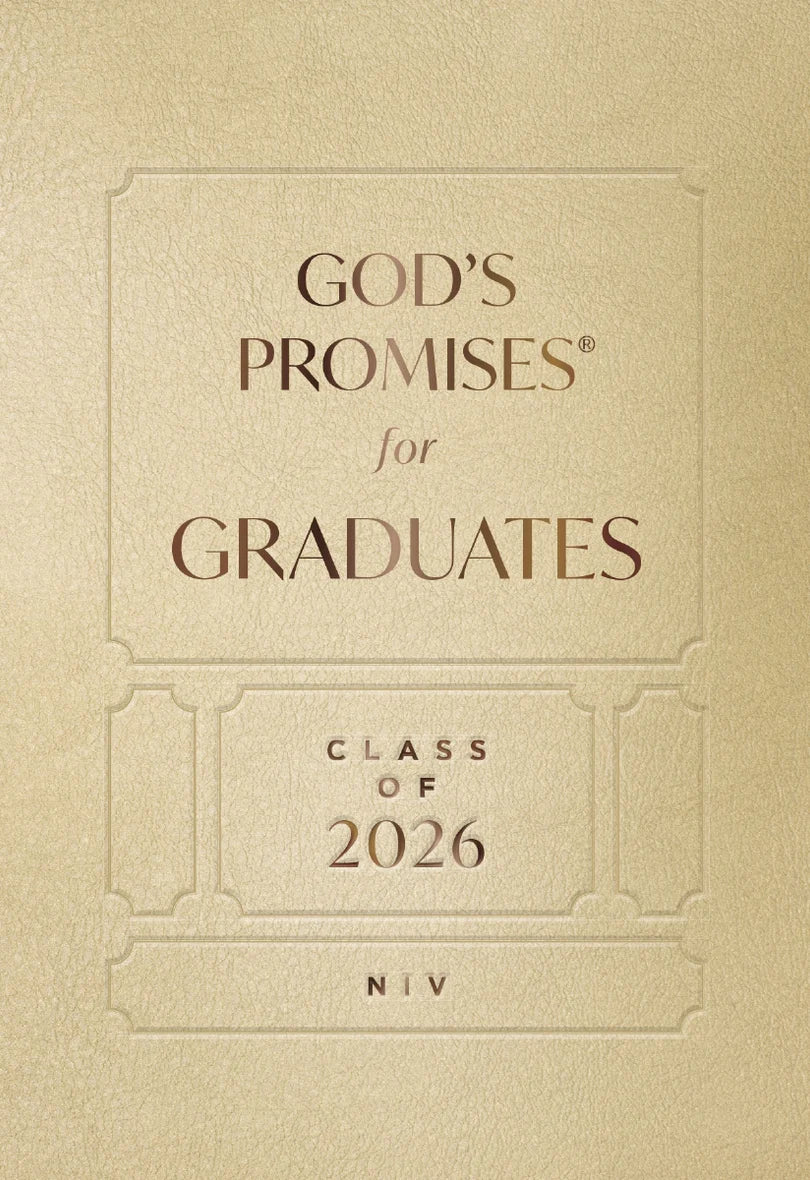 Beige book cover with 'God's Promises for Graduates Class of 2026 NIV' text