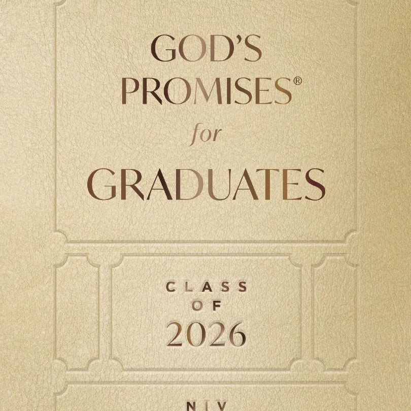 Beige book cover with 'God's Promises for Graduates Class of 2026 NIV' text