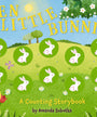 Book cover of 'Ten Little Bunnies' with illustrations of bunnies and flowers on a green field background.