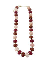 Chunky maroon mix beaded necklace with alternating faceted beads and gold-tone clasp