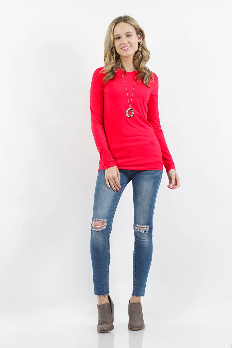 42POPS - `Microfiber Long Sleeve Tee Zenana