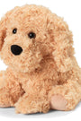 Plush toy dog with a soft texture on a white background