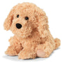 Plush toy dog with a soft texture on a white background