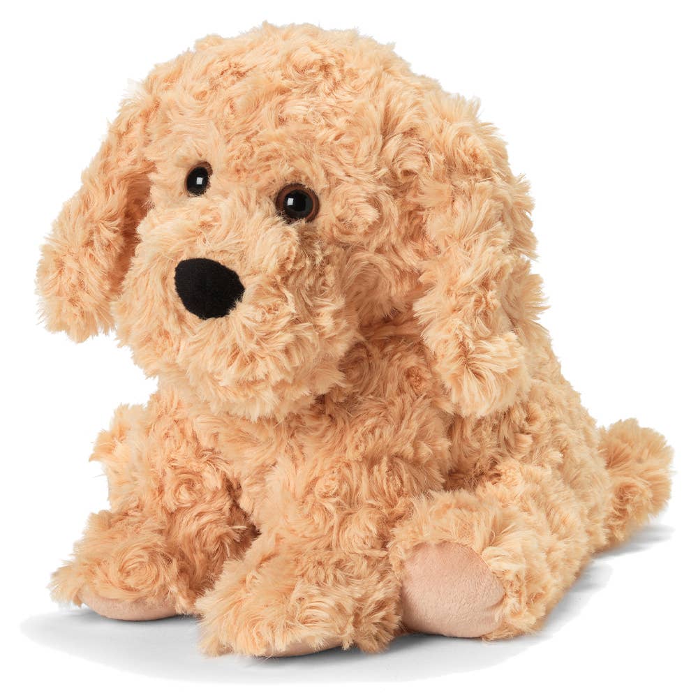 Plush toy dog with a soft texture on a white background