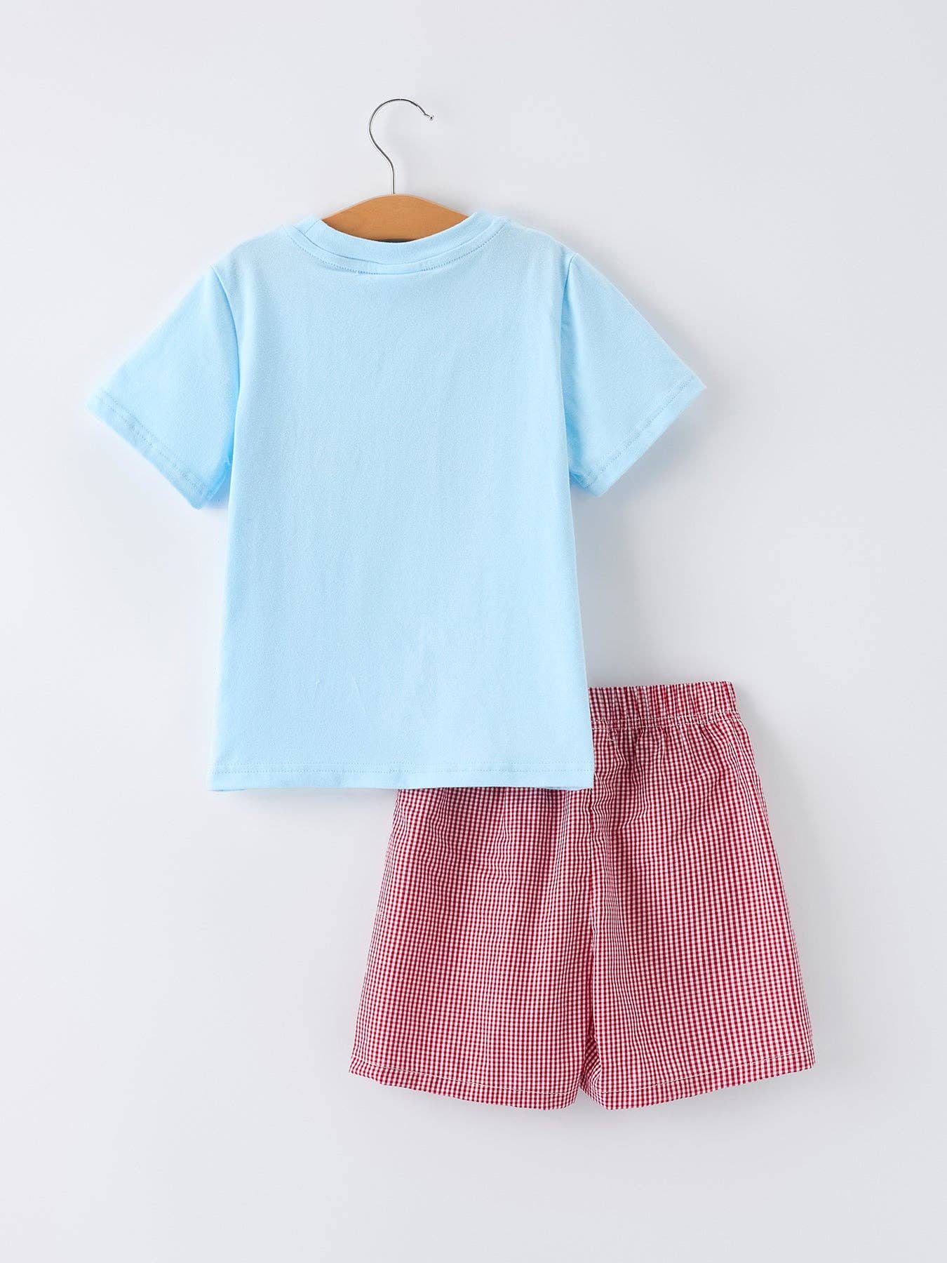 Rylee Faith Designs - Crab Applique Boy Top And Plaid Shorts Set