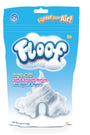 Packaging of Floof toy with blue background and white text