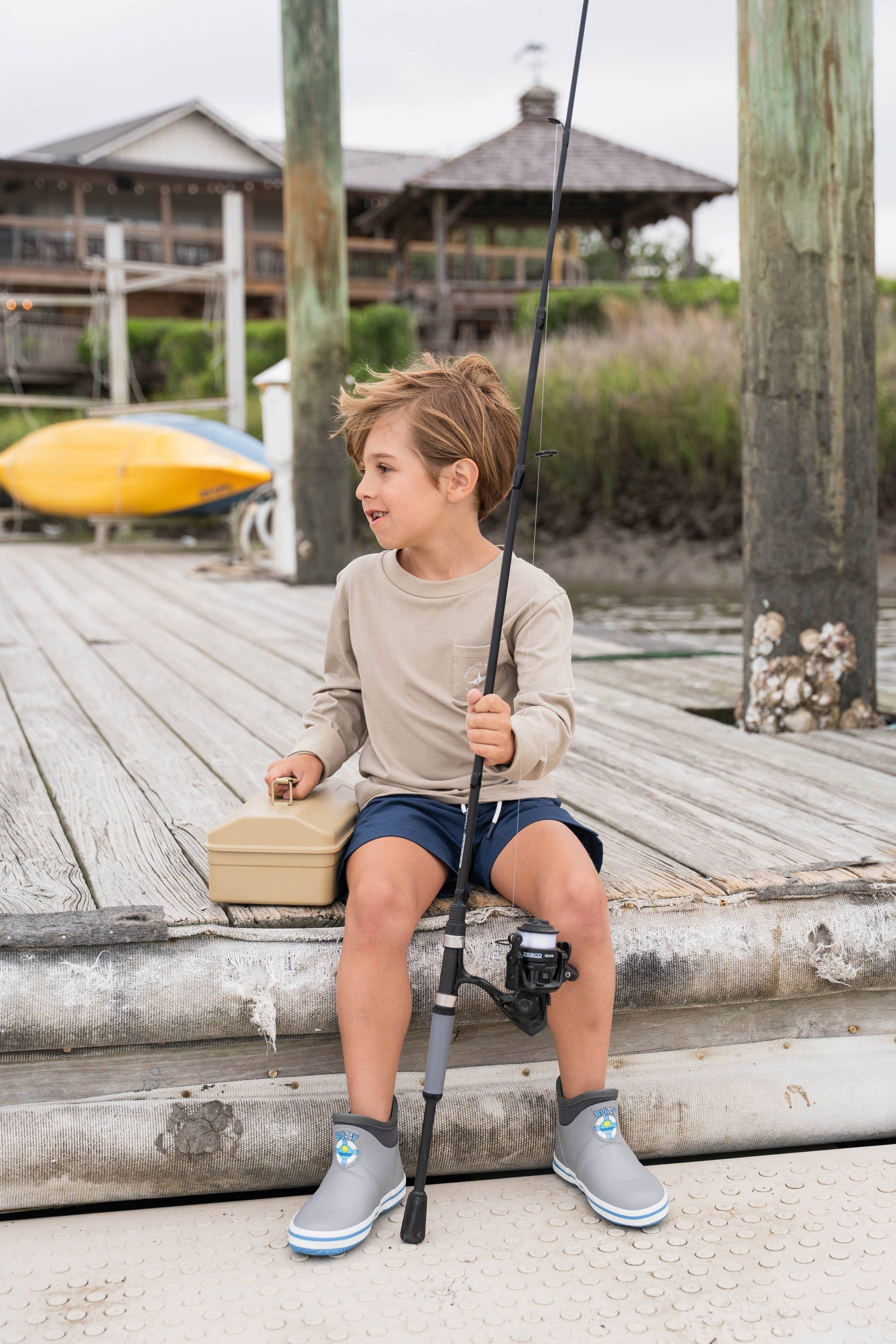 Saltwater Boys Company - Great White Boys Graphic Tee LS Taupe
