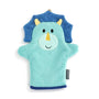 Children's bath mitt with dinosaur design on a white background