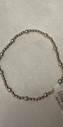 Gold and Grey Bead 6.5 inch Bracelet