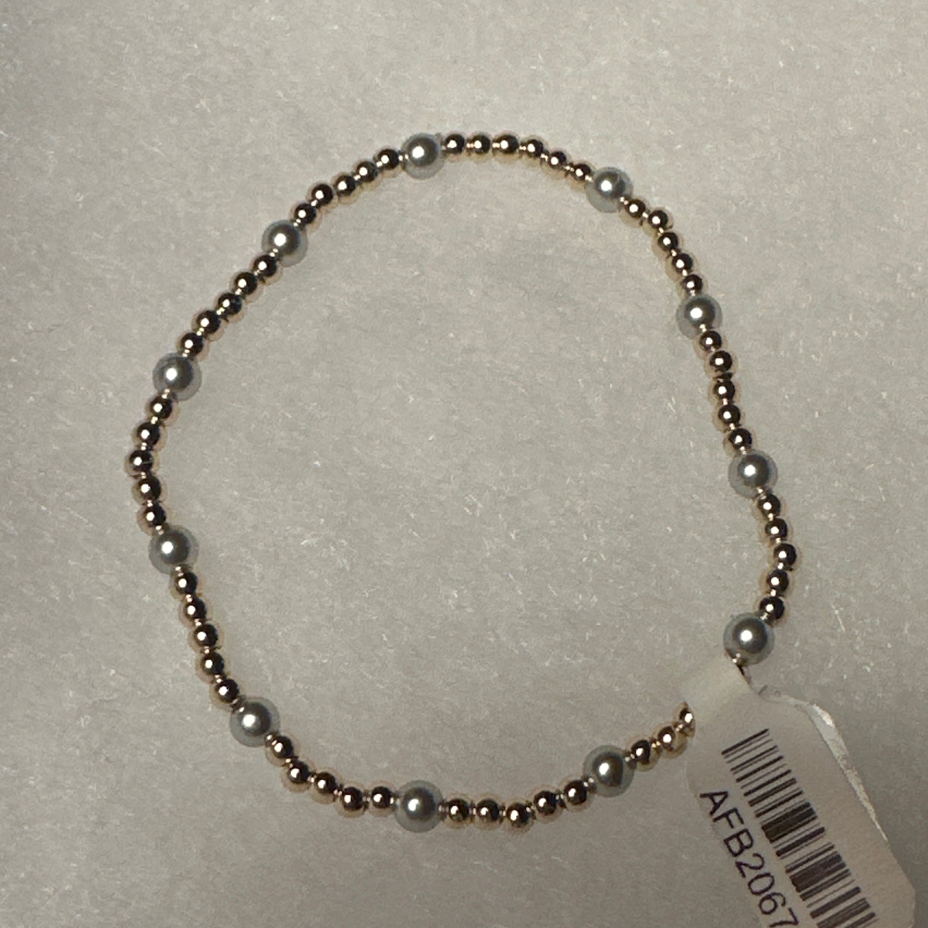 Gold and Grey Bead 6.5 inch Bracelet