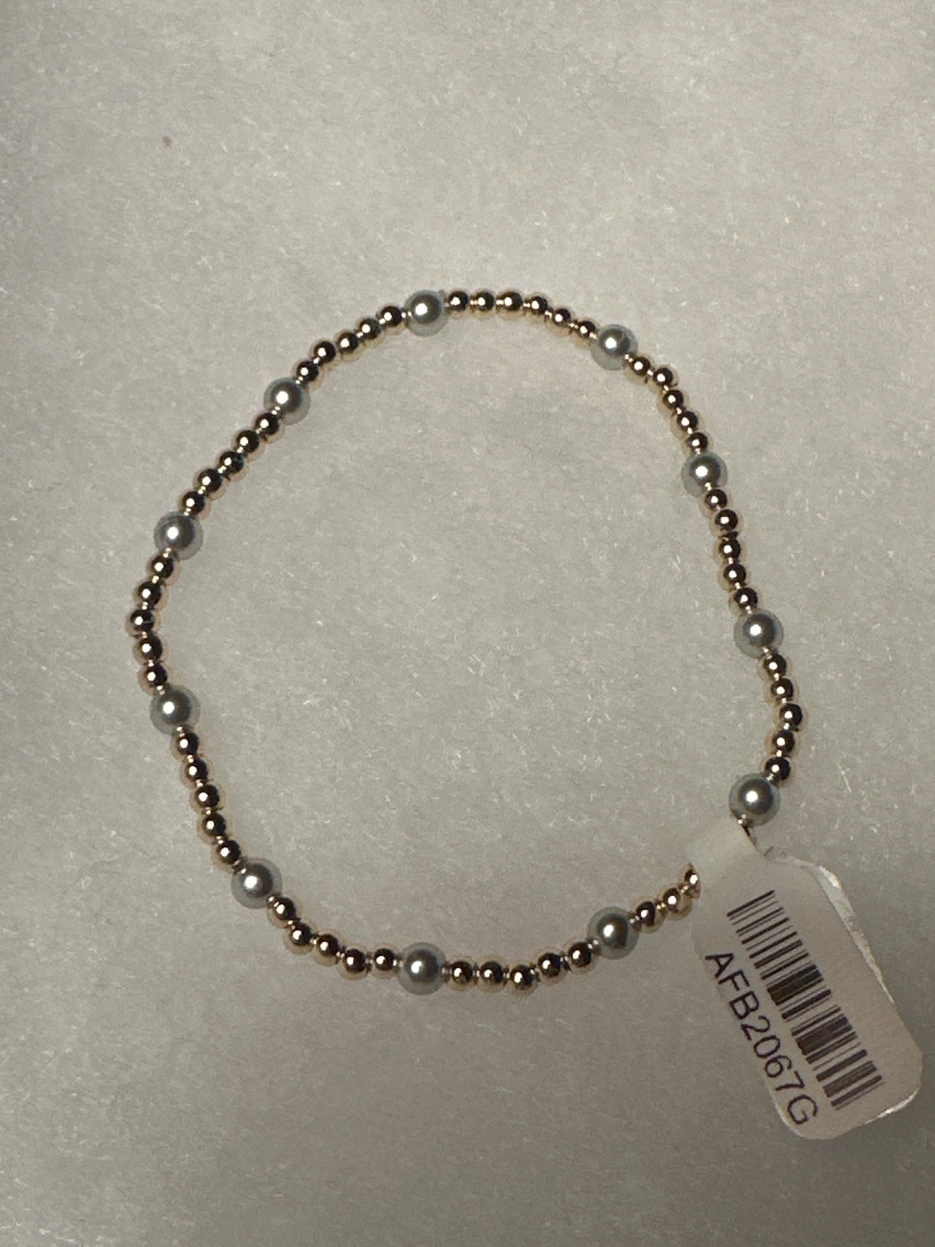 Gold and Grey Bead 6.5 inch Bracelet