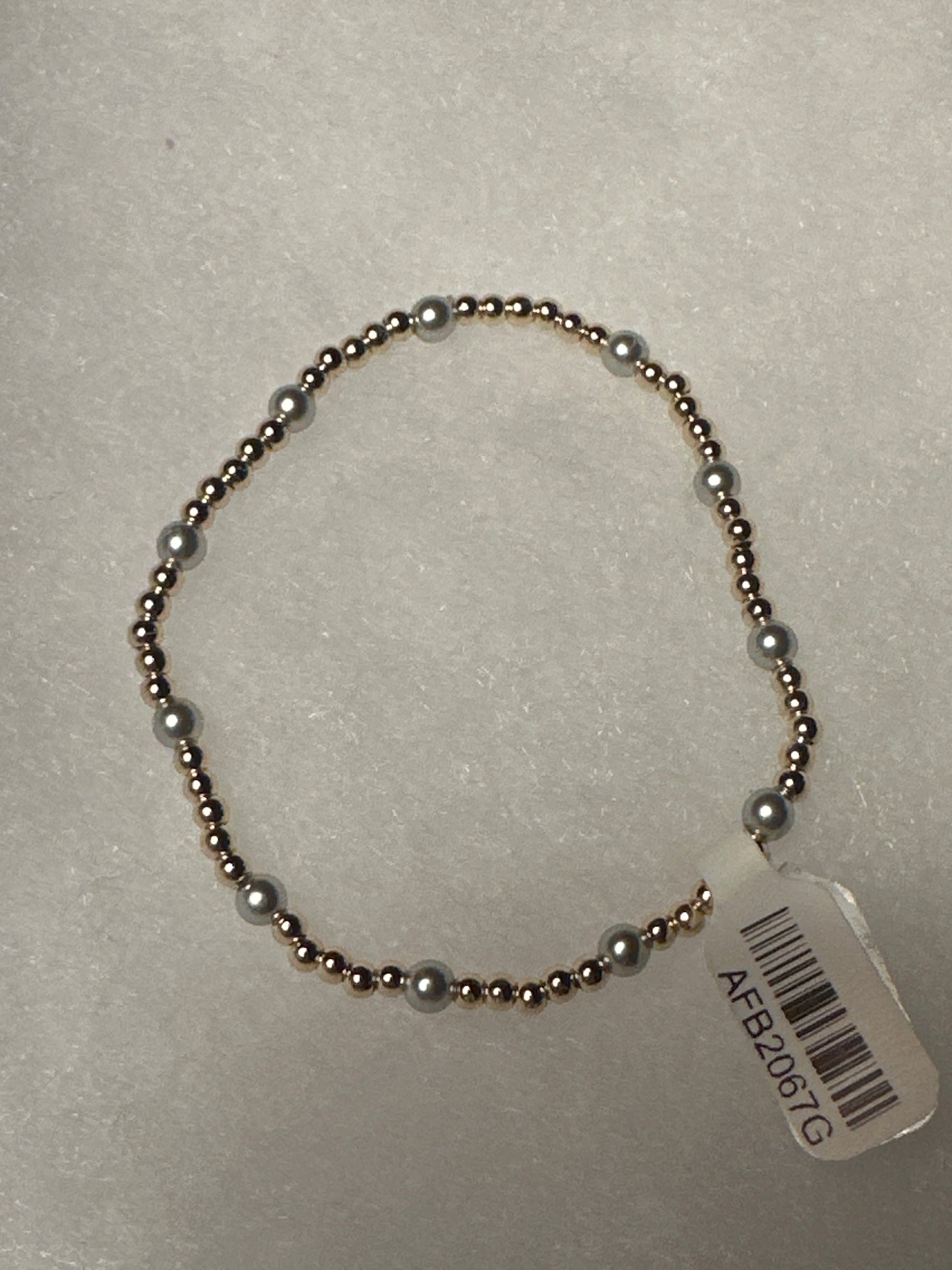 Gold and Grey Bead 6.5 inch Bracelet