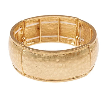Textured Chunky Metal Bracelet in Vintage Gold