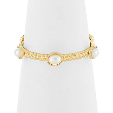 Oval Stone Station Textured Bracelet
