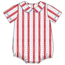 Red and white striped shirt on a white background