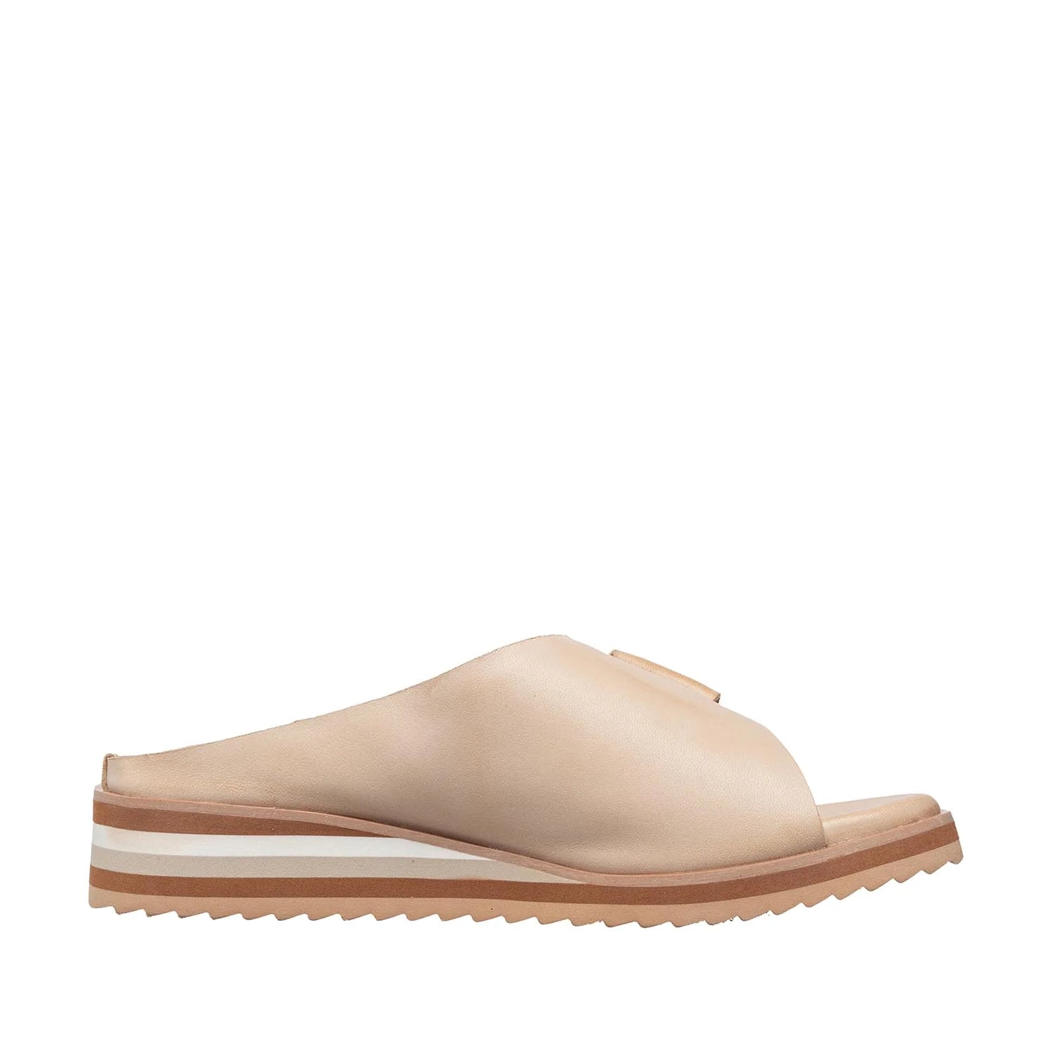 Beige sandal with a white sole on a white background