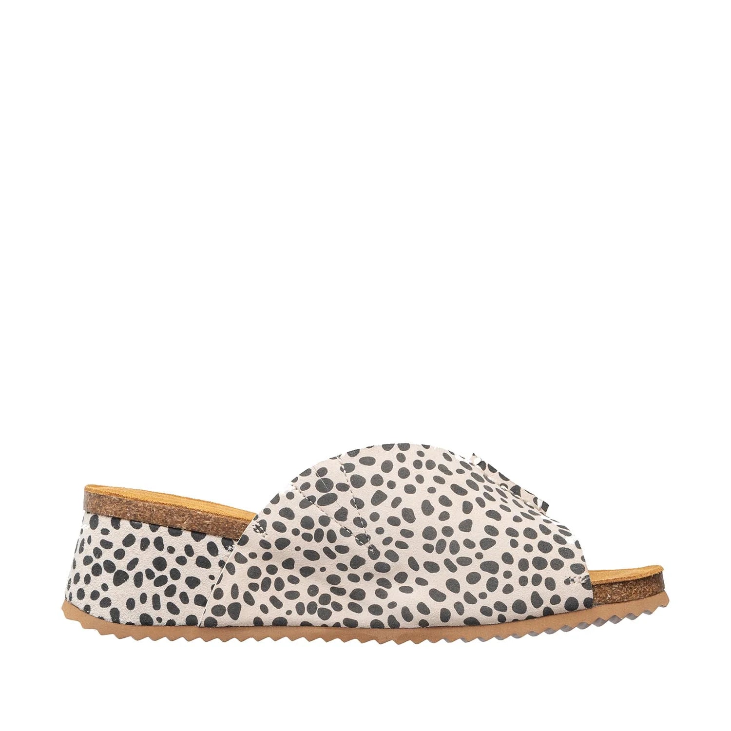 Single slipper with leopard print pattern on a white background