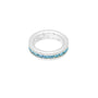 Silver ring with blue gemstones on a white background