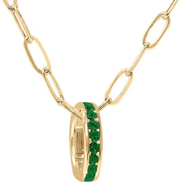 Maya J Birthstone Thin Yellow Gold Paperclip Charm Necklace