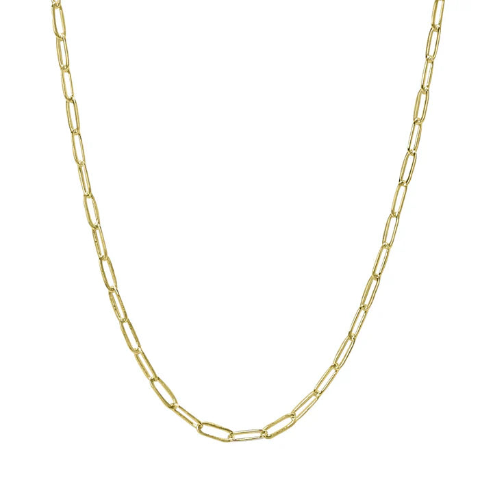 Maya J Birthstone Thin Yellow Gold Paperclip Charm Necklace