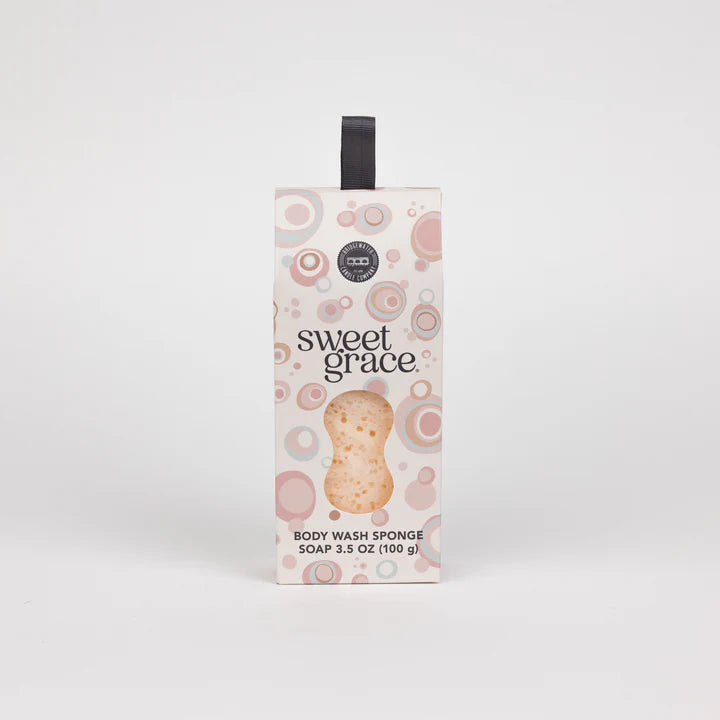 Box of Sweet Grace body wash sponge on a white background