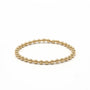 Gold beaded bracelet on a white background