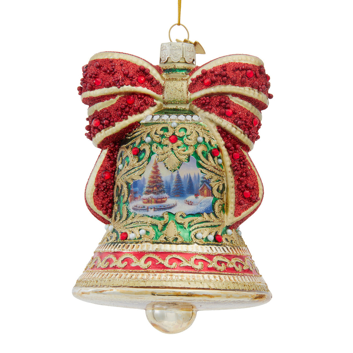 Bellissimo Glass Bell With Scenery Ornament