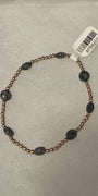 Navy and Gold 6.5 inch Beaded Bracelet
