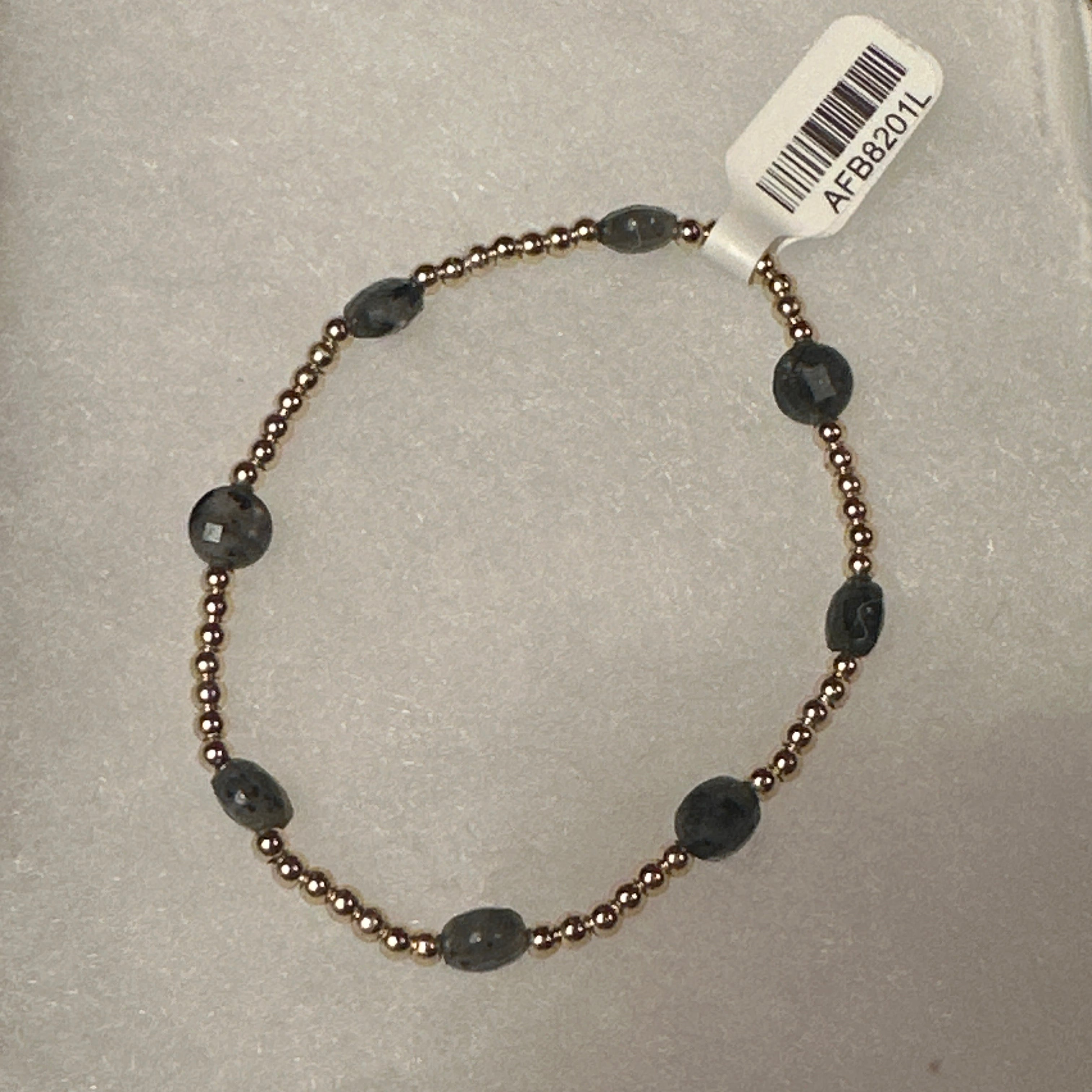 Navy and Gold 6.5 inch Beaded Bracelet
